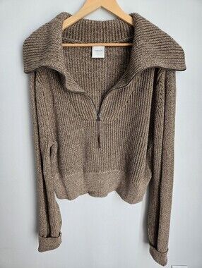 VARLEY Mentone Cotton Knit Ribbed Half-Zip Funnel Sweater